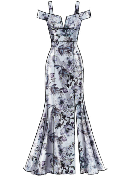 McCall's M7896 sewing pattern envelope showing fully lined boned dress designs