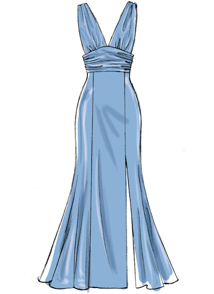 McCall's M7896 sewing pattern envelope showing fully lined boned dress designs