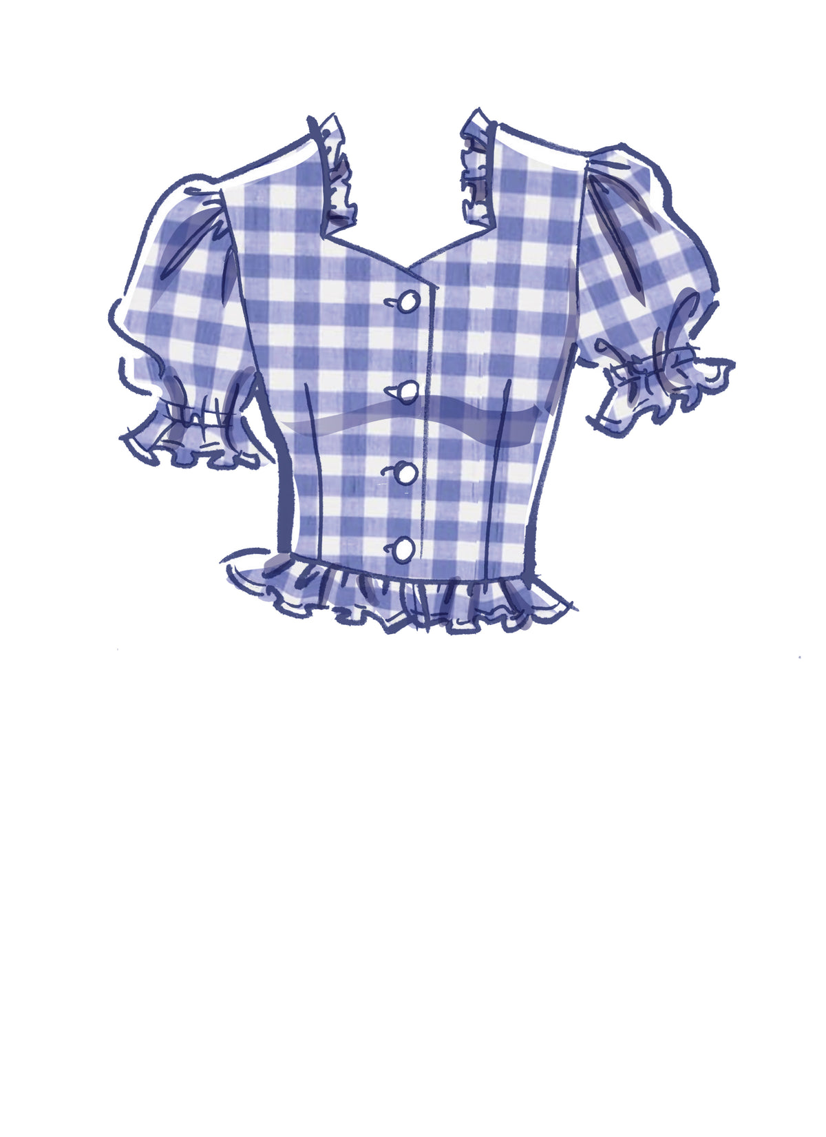 McCall's M7900 sewing pattern envelope showing fitted button-front top designs