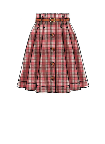 McCall's M7906 sewing pattern envelope showing full pleated skirt designs