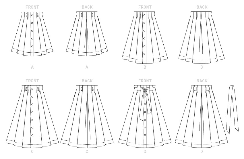 McCall's M7906 sewing pattern envelope showing full pleated skirt designs