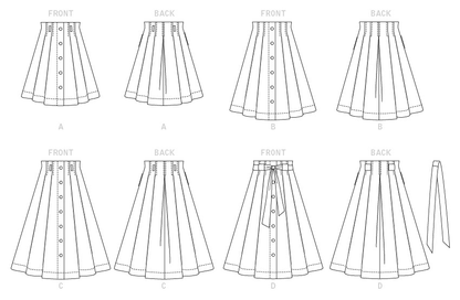 McCall's M7906 sewing pattern envelope showing full pleated skirt designs