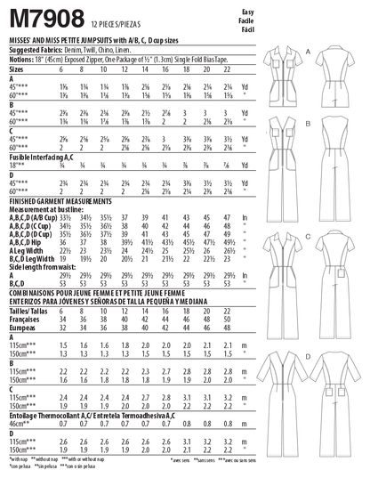 McCall's M7908 sewing pattern envelope showing jumpsuit designs
