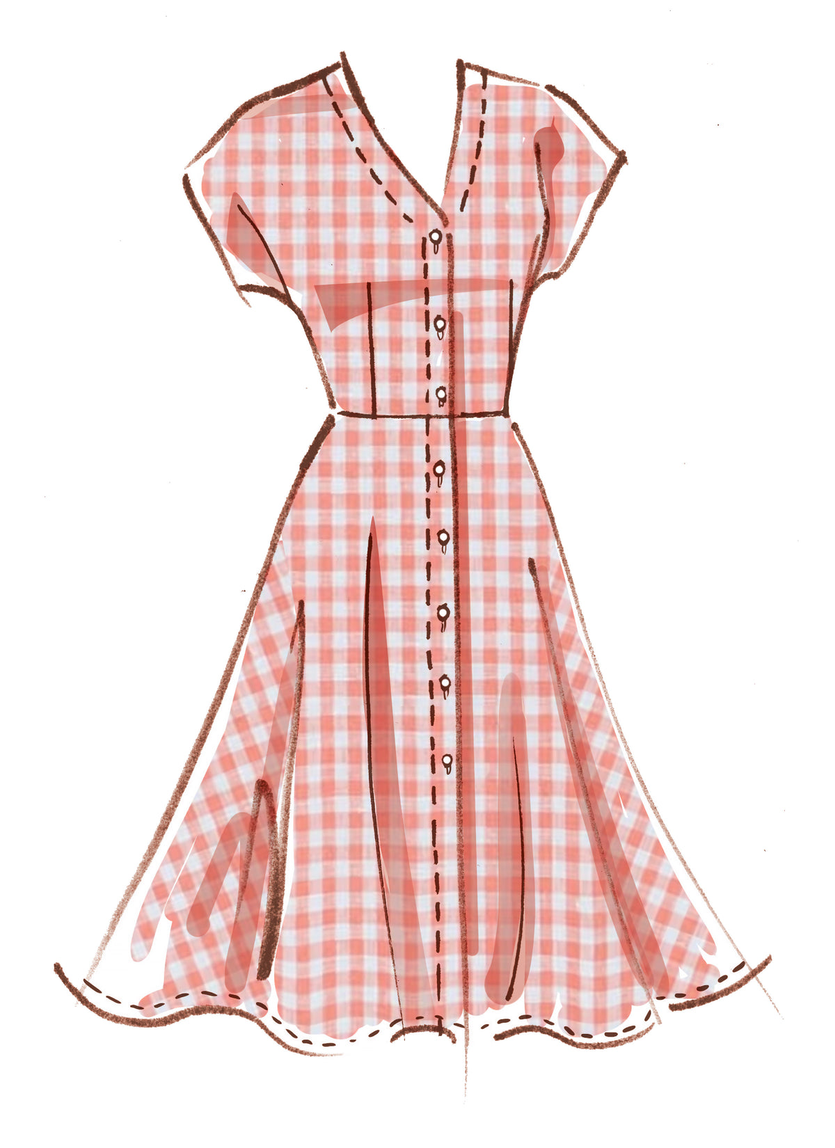 McCall's M7920 sewing pattern envelope showing button-front dress designs
