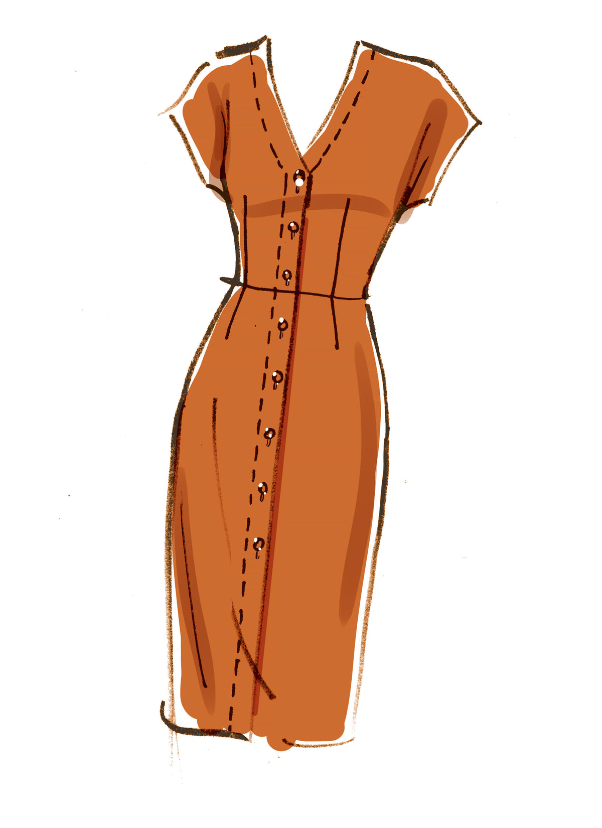 McCall's M7920 sewing pattern envelope showing button-front dress designs