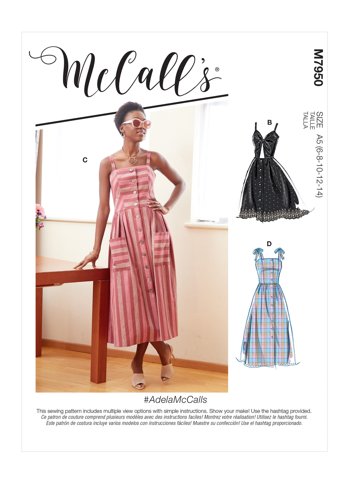 McCall's M7950 sewing pattern envelope showing dress
