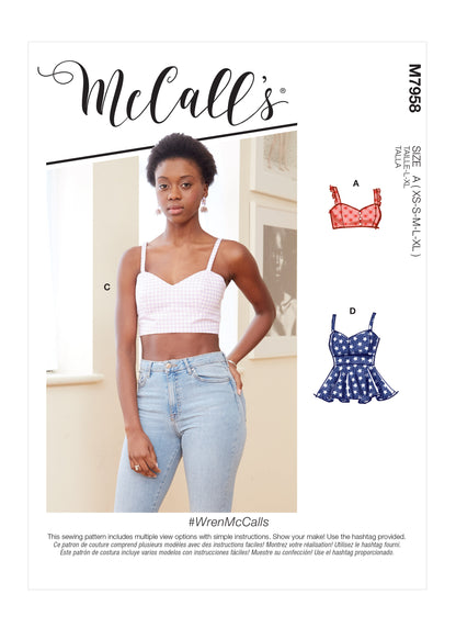 McCall's M7958 sewing pattern envelope showing lined top