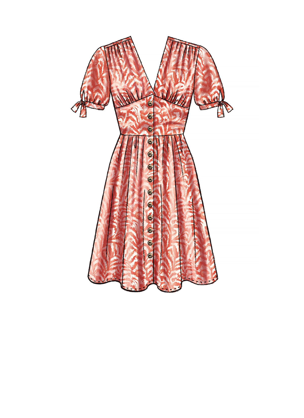 McCall's M7974 sewing pattern envelope showing button-front dress