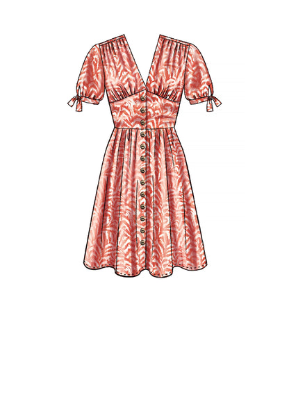 McCall's M7974 sewing pattern envelope showing button-front dress