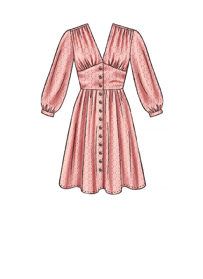 McCall's M7974 sewing pattern envelope showing button-front dress