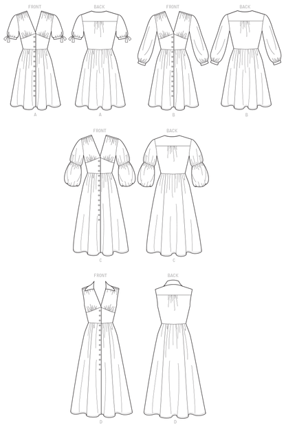 McCall's M7974 sewing pattern envelope showing button-front dress