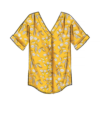 McCall's M7976 sewing pattern envelope showing button-front top