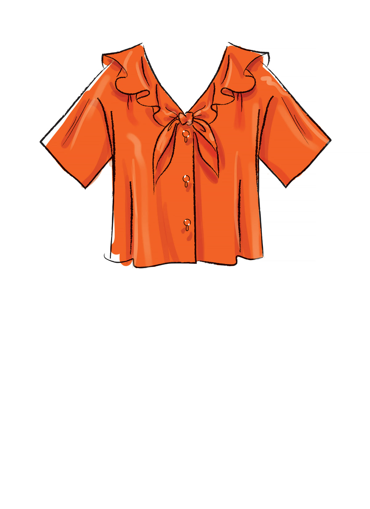 McCall's M7976 sewing pattern envelope showing button-front top