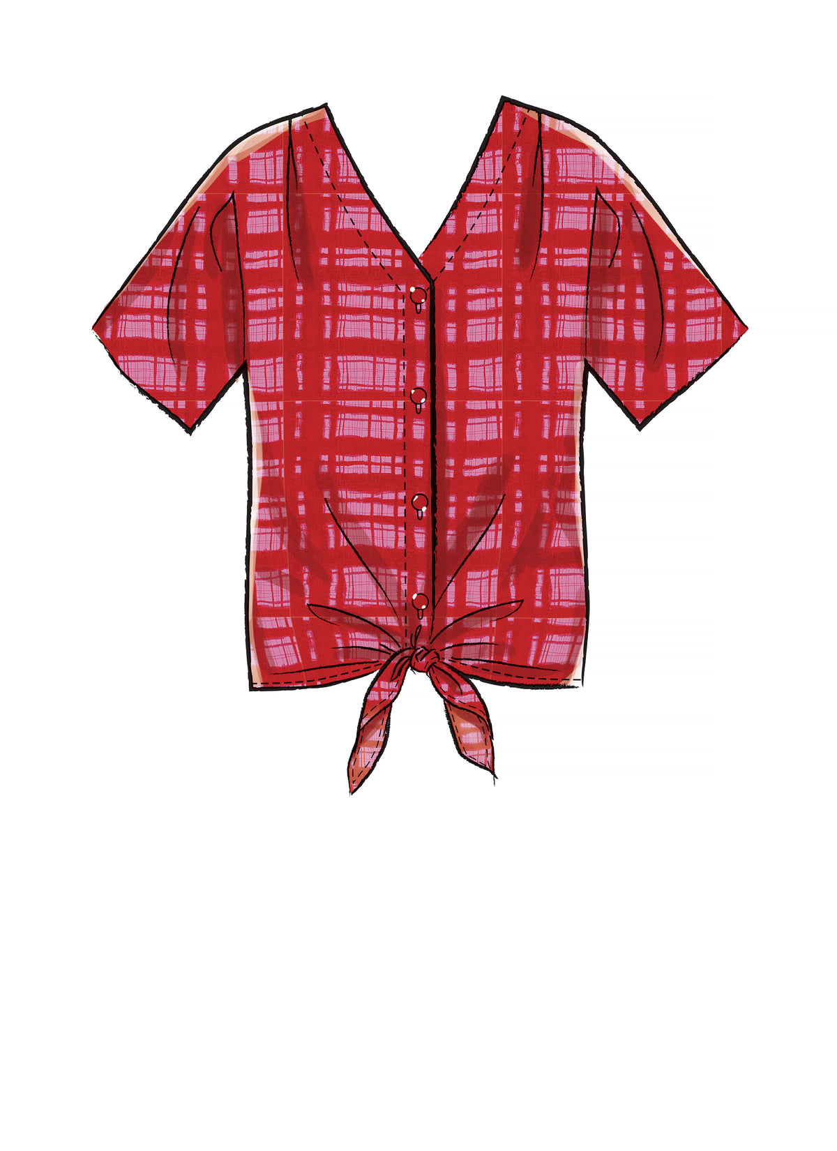 McCall's M7976 sewing pattern envelope showing button-front top