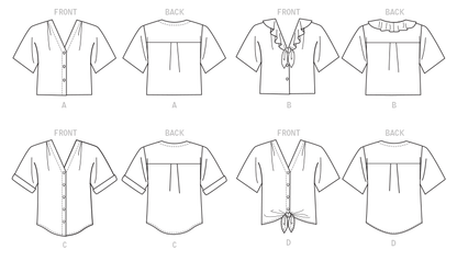 McCall's M7976 sewing pattern envelope showing button-front top