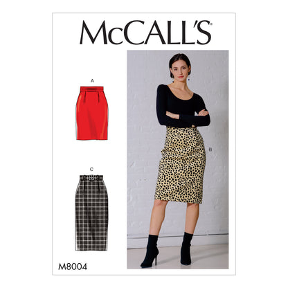 McCall's M8004 sewing pattern envelope showing lined skirt