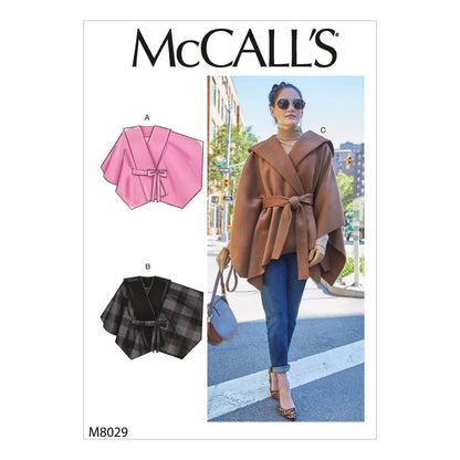 McCall's M8029 sewing pattern envelope showing wrap cape