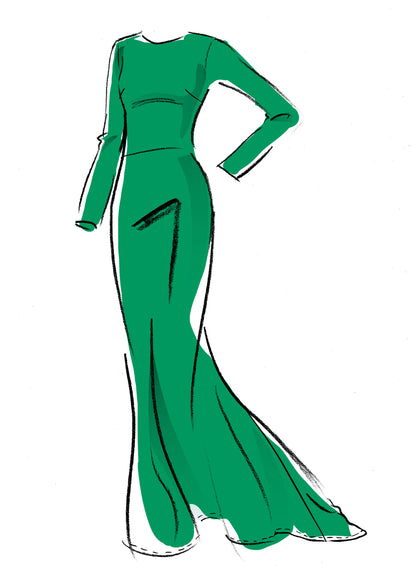 McCall's M8038 sewing pattern envelope showing evening gown designs