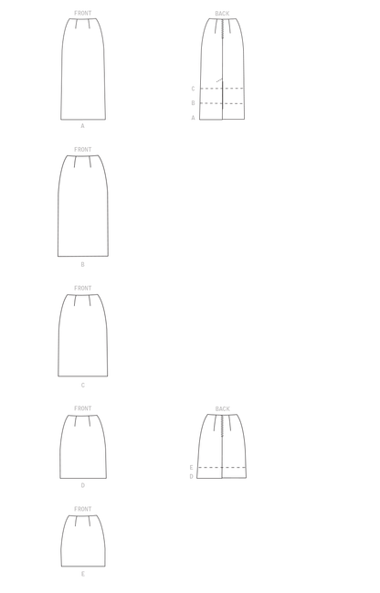 McCall's M8051 sewing pattern envelope showing skirt designs