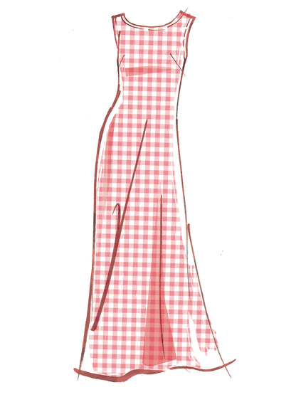 McCall's M8053 sewing pattern envelope showing sleeveless a-line dress designs