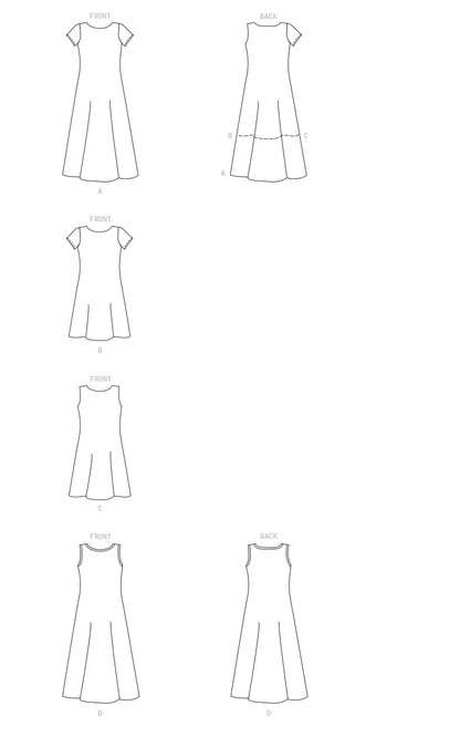 McCall's M8053 sewing pattern envelope showing sleeveless a-line dress designs