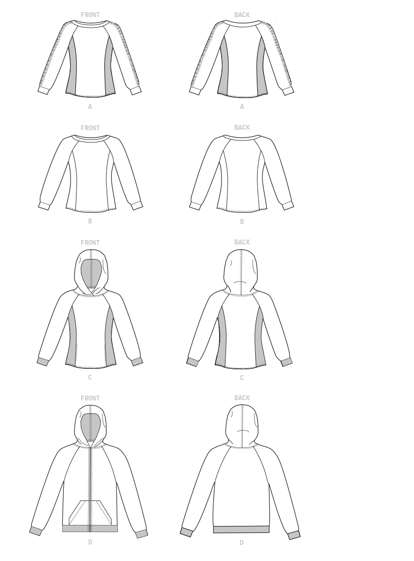 McCall's M8054 sewing pattern envelope showing unisex pullover top designs