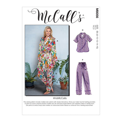 McCall's M8056 sewing pattern envelope showing wrap robe designs