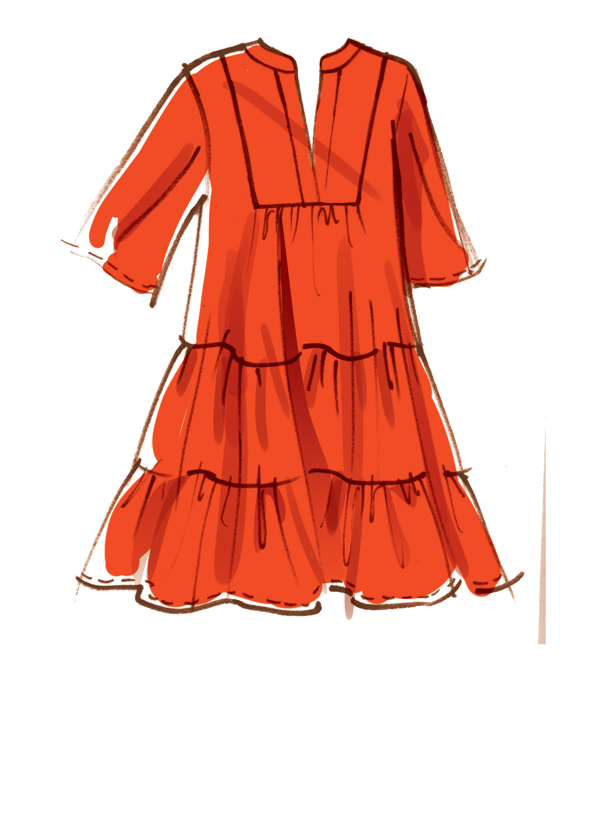 McCall's M8090 sewing pattern envelope showing tiered dress designs