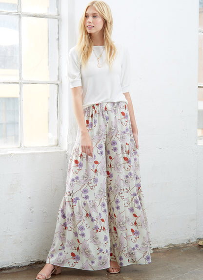 McCall's M8098 sewing pattern envelope showing wide leg trousers designs