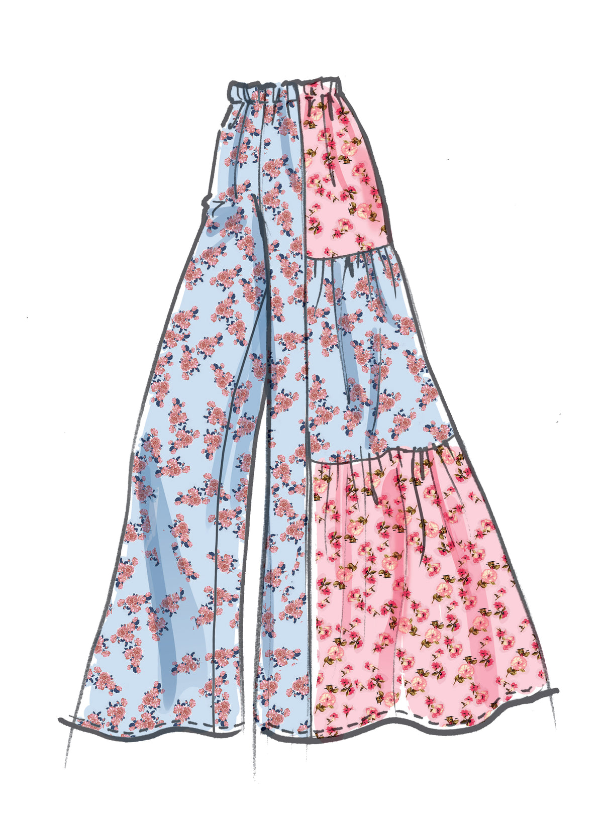 McCall's M8098 sewing pattern envelope showing wide leg trousers designs