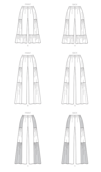 McCall's M8098 sewing pattern envelope showing wide leg trousers designs
