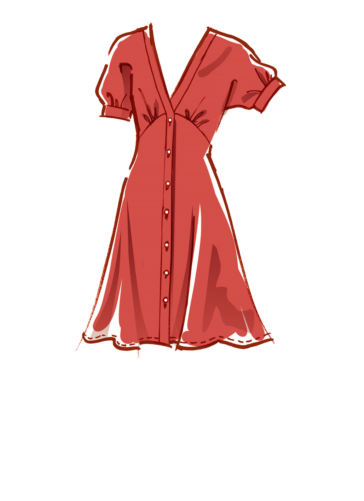 McCall's M8104 sewing pattern envelope showing button front dress designs