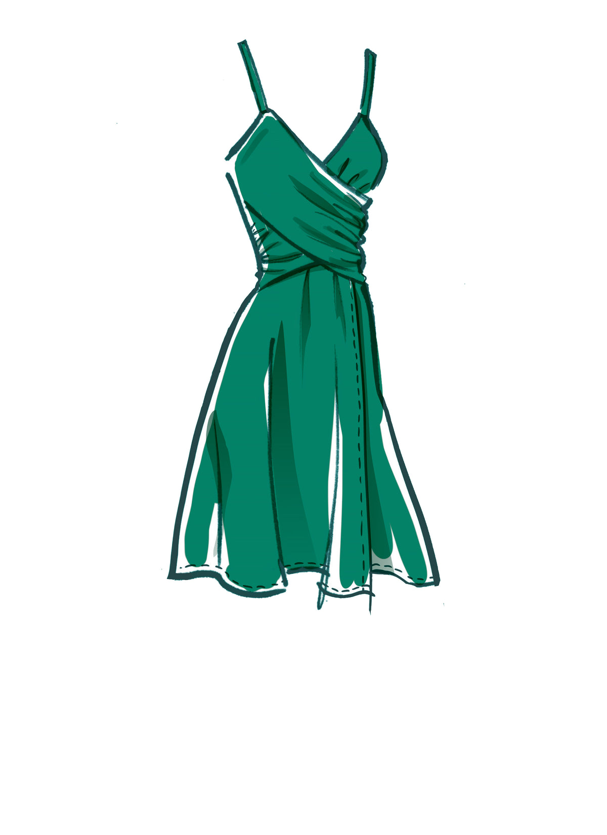 McCall's M8105 sewing pattern envelope showing faux wrap dress designs
