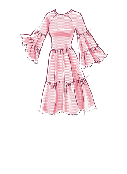 McCall's M8110 sewing pattern envelope showing the tiered sheer dress designs