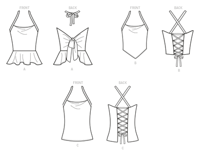 McCall's M8114 sewing pattern envelope showing the bias cut halter top designs