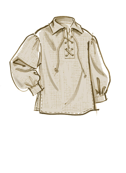 McCall's M8131 sewing pattern envelope showing the lace-up pirate shirt costume designs