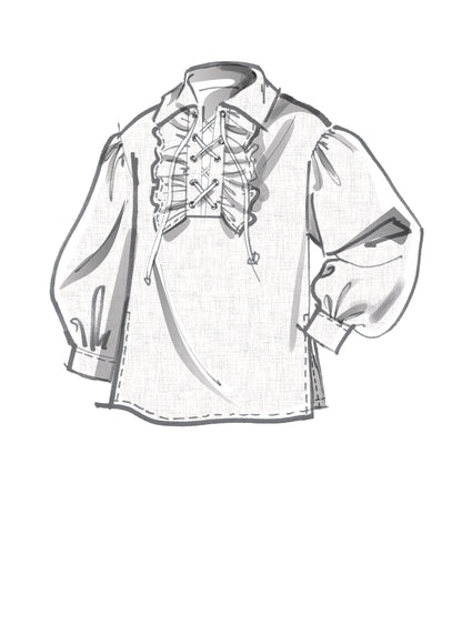 McCall's M8131 sewing pattern envelope showing the lace-up pirate shirt costume designs