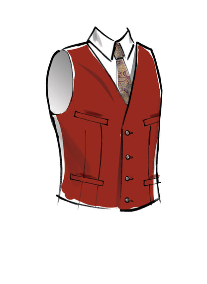 McCall's M8133 sewing pattern envelope showing the period suit & vest costume designs