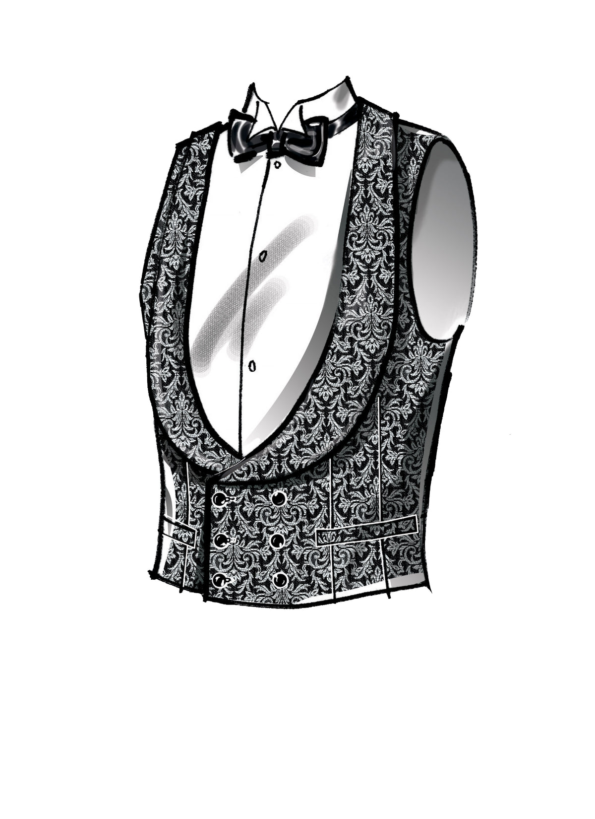 McCall's M8133 sewing pattern envelope showing the period suit & vest costume designs