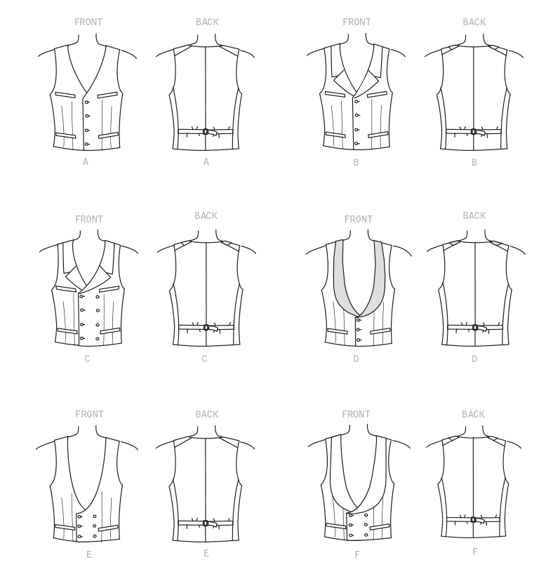 McCall's M8133 sewing pattern envelope showing the period suit & vest costume designs