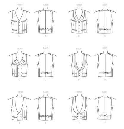 McCall's M8133 sewing pattern envelope showing the period suit & vest costume designs