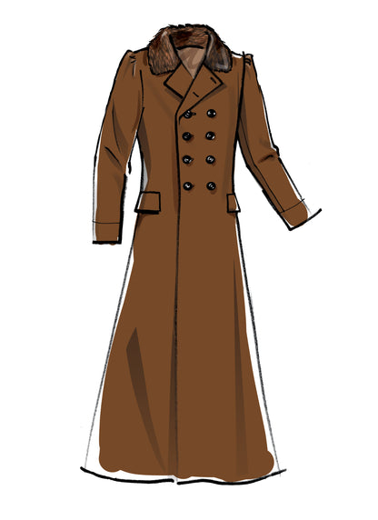 McCall's M8137 sewing pattern envelope showing the 1814 greatcoat costume designs