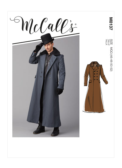 McCall's M8137 sewing pattern envelope showing the 1814 greatcoat costume designs