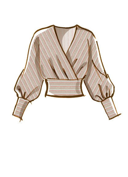 McCall's M8145 sewing pattern envelope showing the surplice knit top designs