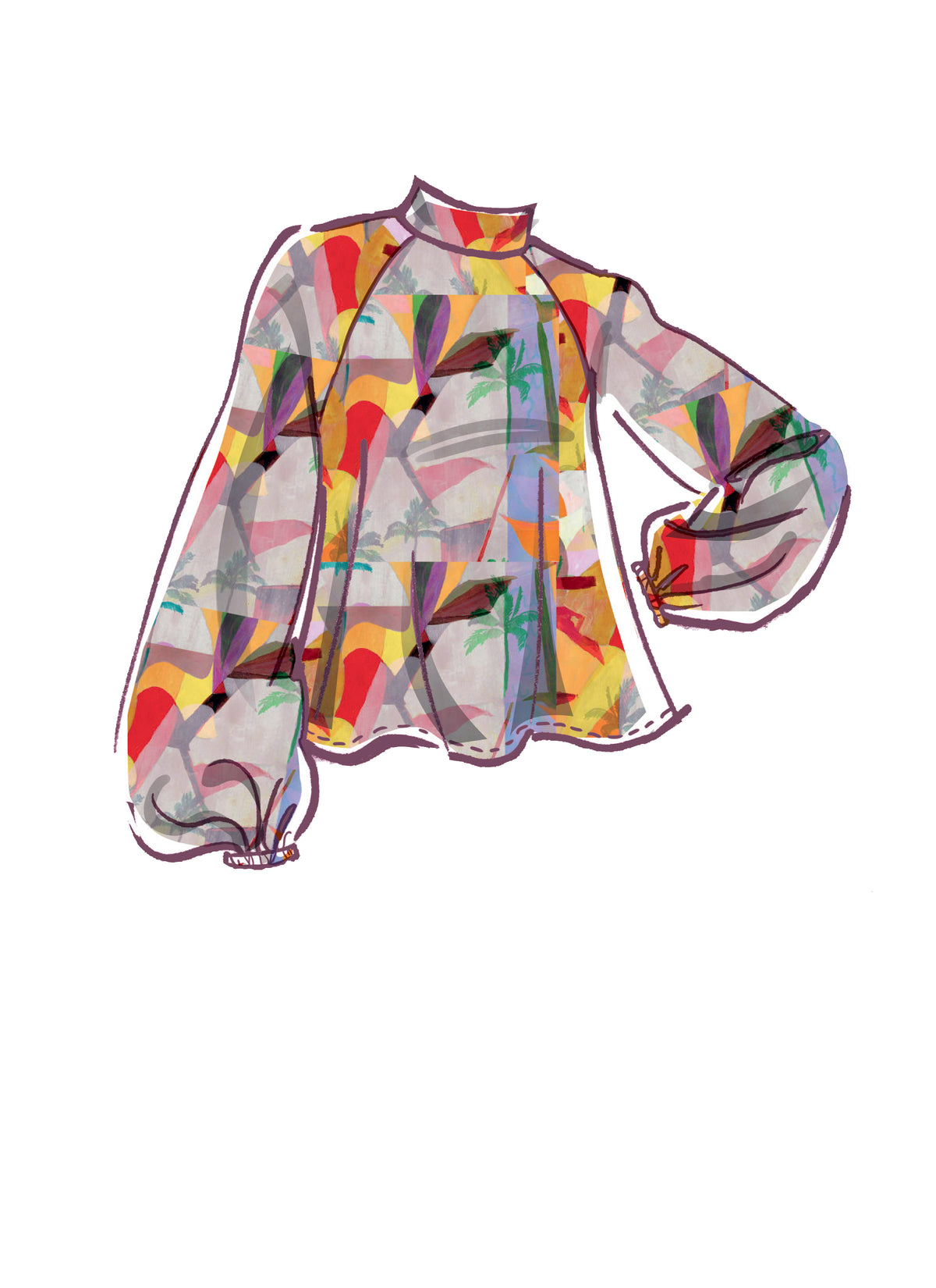McCall's M8147 sewing pattern envelope showing the raglan sleeve top designs