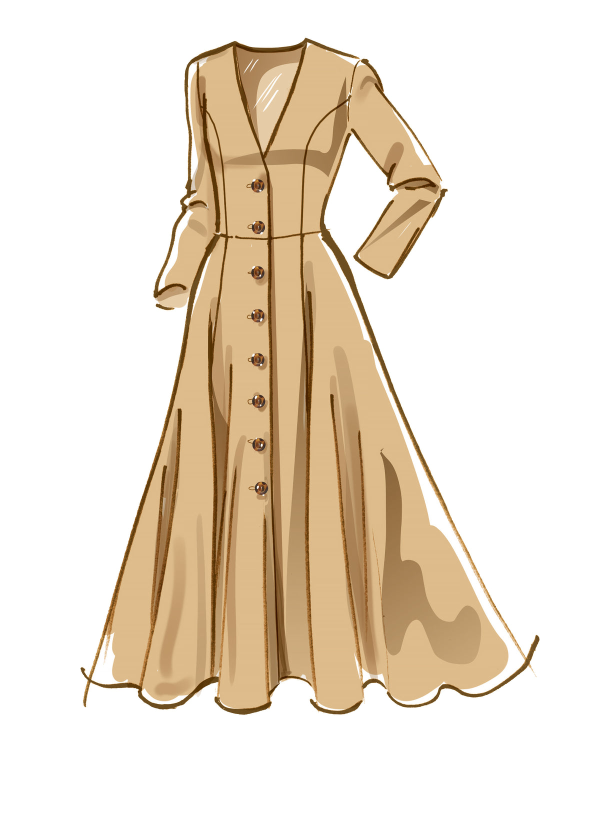 McCall's M8156 sewing pattern envelope showing the fit & flare princess seam coat designs