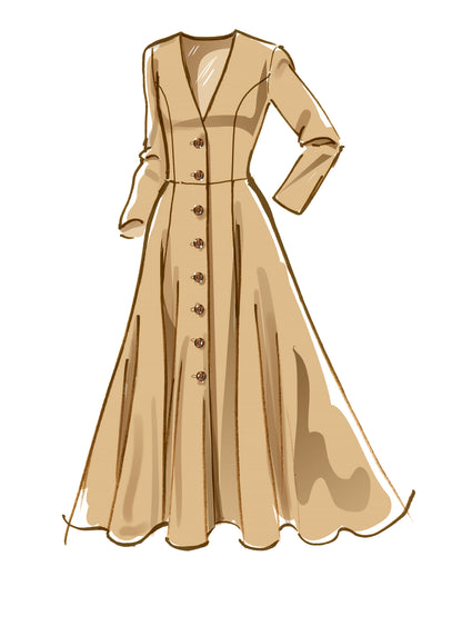 McCall's M8156 sewing pattern envelope showing the fit & flare princess seam coat designs