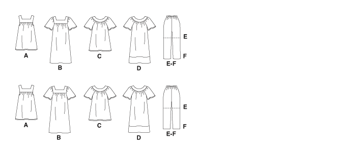 McCall's M8158 sewing pattern envelope showing the loose top & dress designs