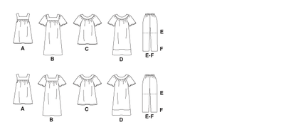 McCall's M8158 sewing pattern envelope showing the loose top & dress designs
