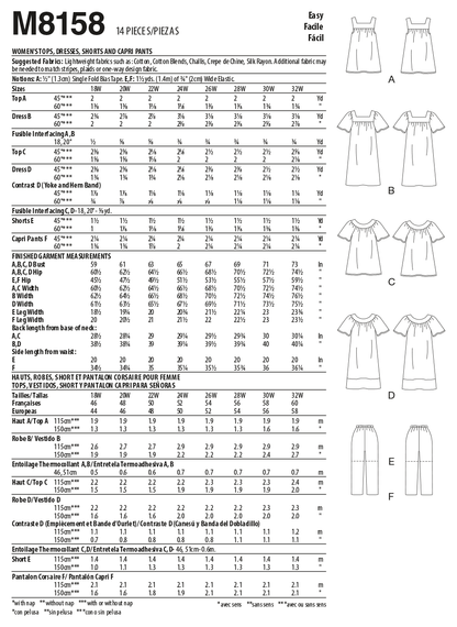 McCall's M8158 sewing pattern envelope showing the loose top & dress designs